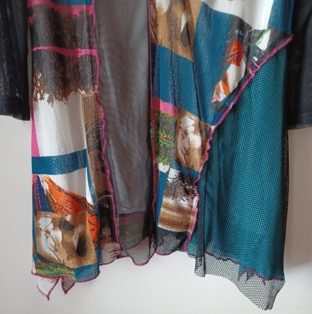 Ronnie Salloway Womens Large Patchwork Lined Asym… - image 3